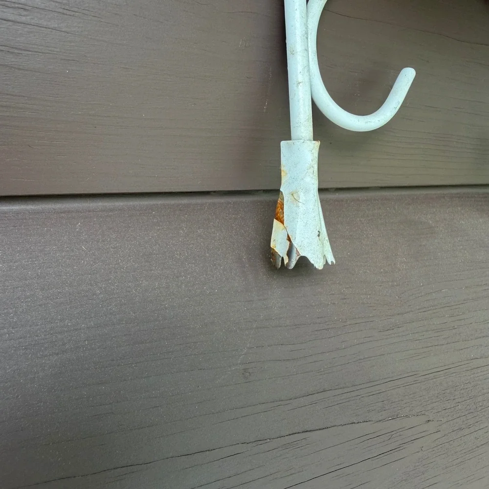 Vintage Wrought Iron Wall Shelf White Scrollwork Wood Inlay Cottagecore 16x14